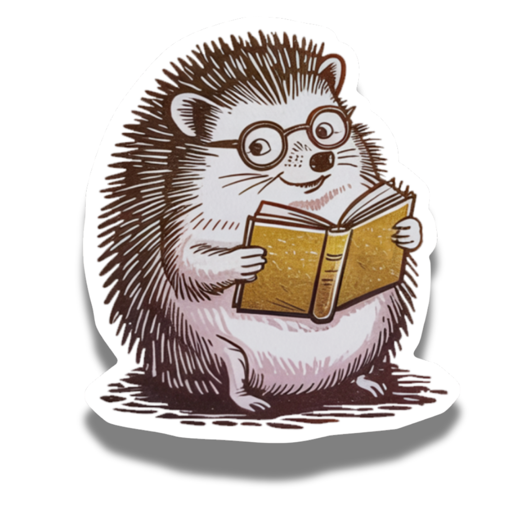 Reading Hedgehog Sticker