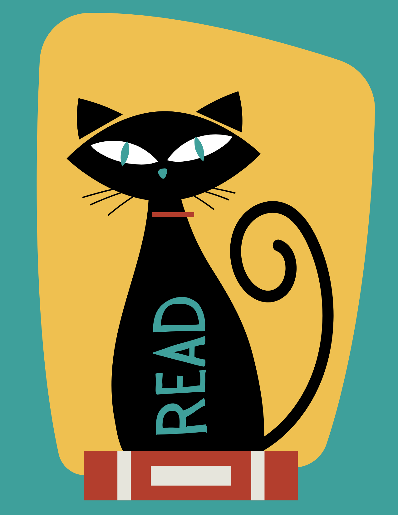 Yellow Cat Read Greeting Card