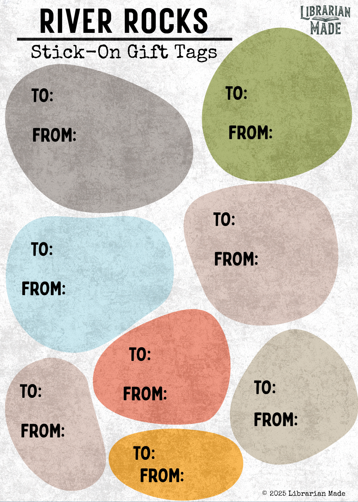Sticky Gift Tags-River Rocks