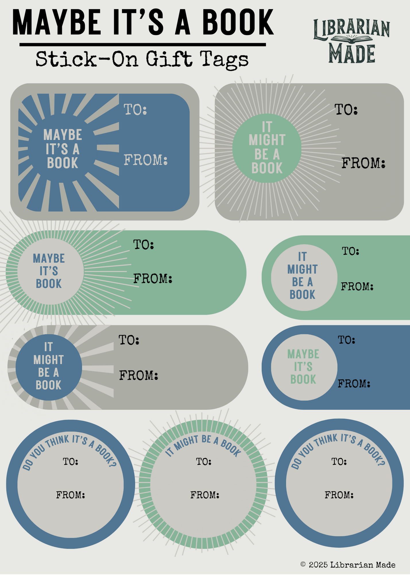 Sticky Gift Tags- Maybe it's a Book