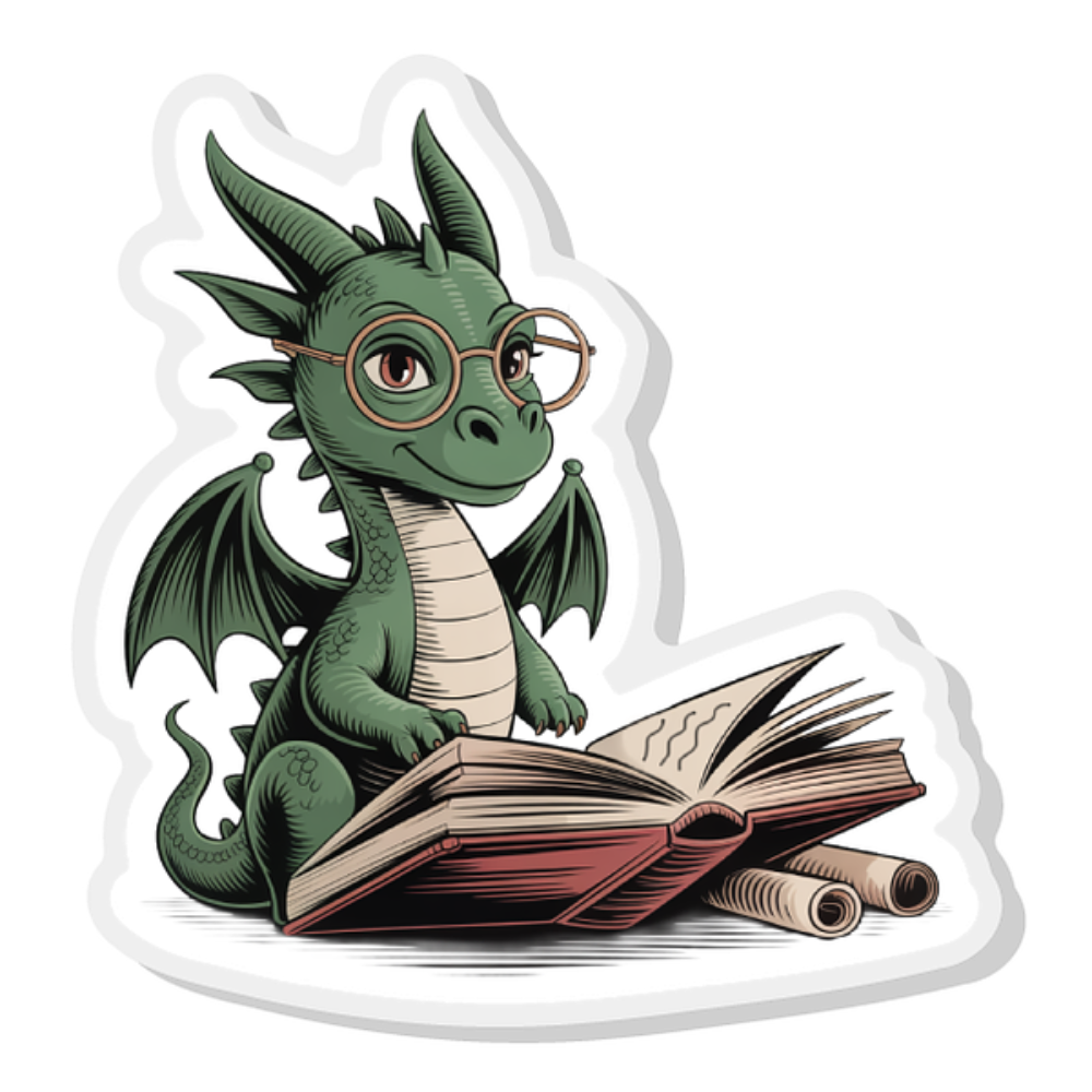 Reading Dragon Sticker