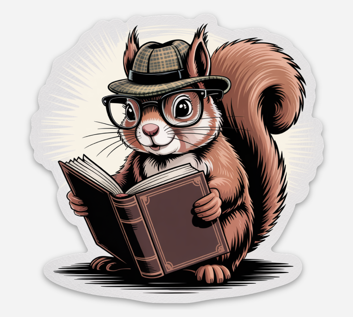 Reading Squirrel Sticker