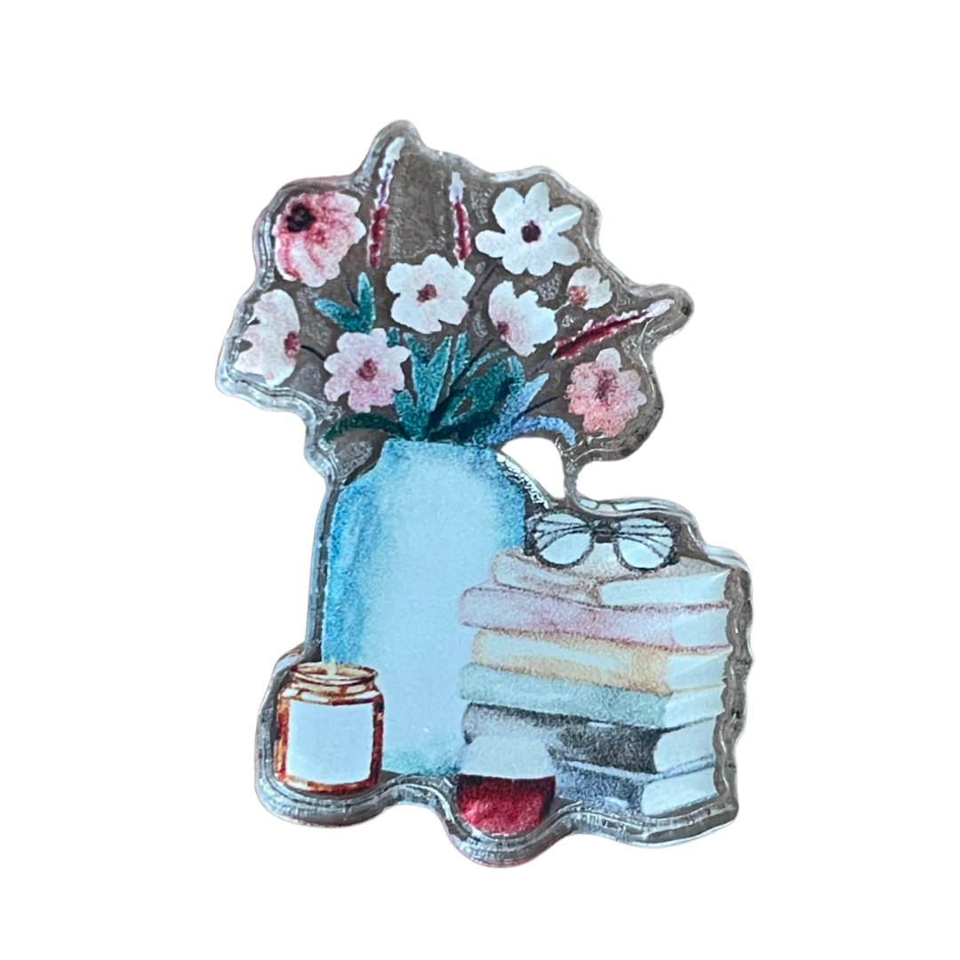 Watercolor Book Club Pin