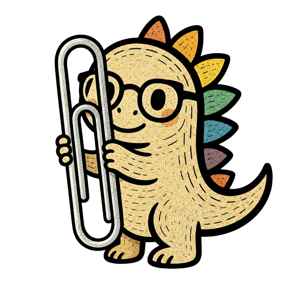 Dino with Paperclip Sticker