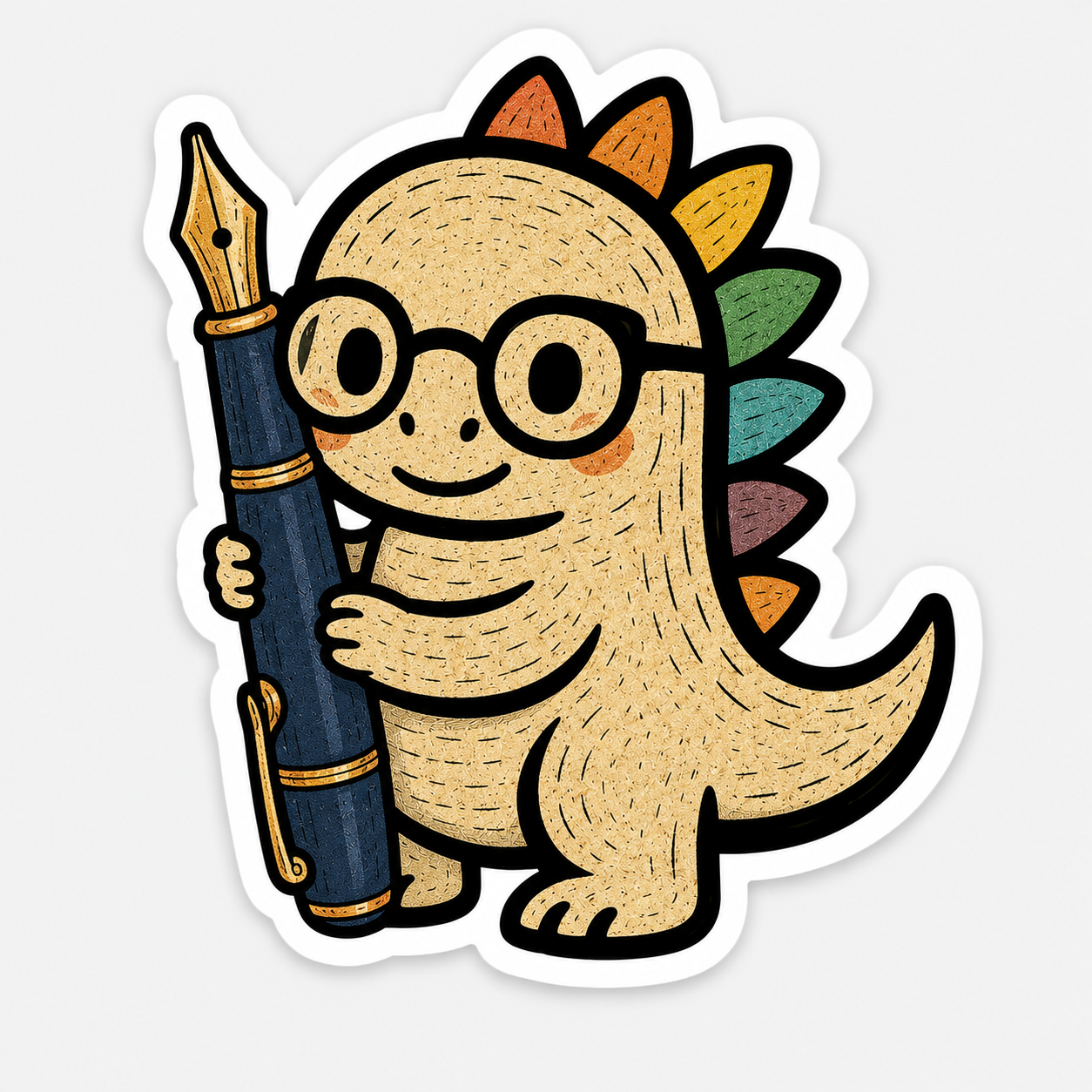 Dino with Fountain Pen Sticker