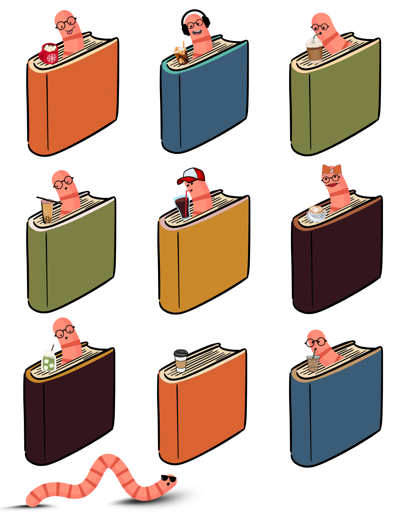 Book Worms and Coffee Greeting Card