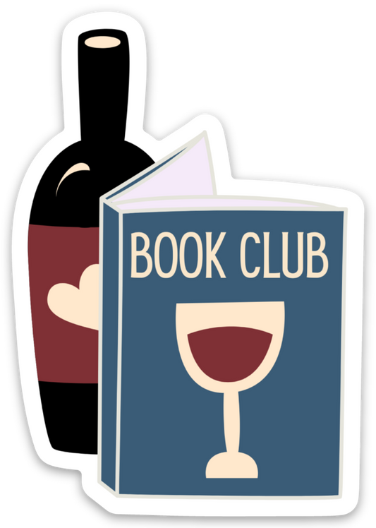 Book Club book and bottle sticker