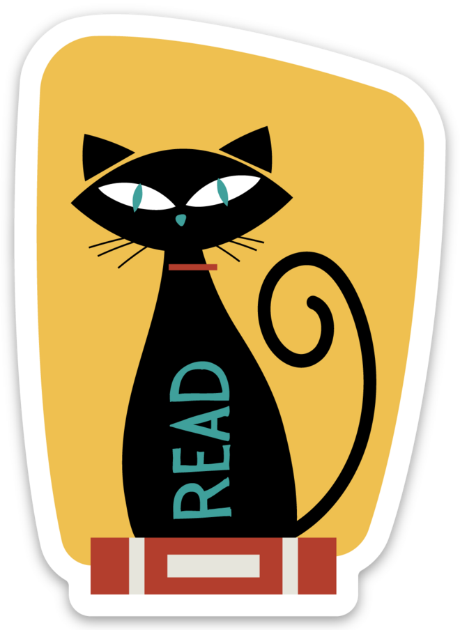 Cat Retro Read Sticker