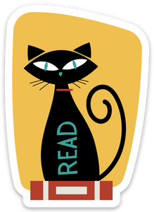 Cat Retro Read Sticker