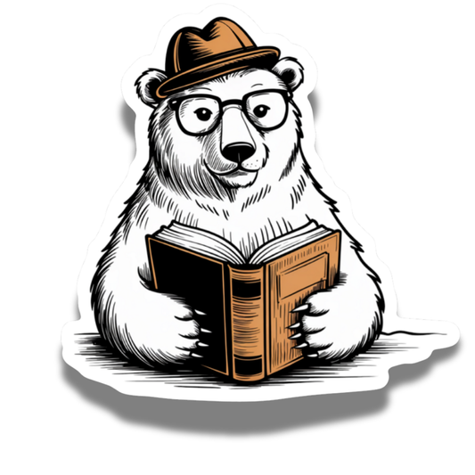 Reading Polar Bear Sticker