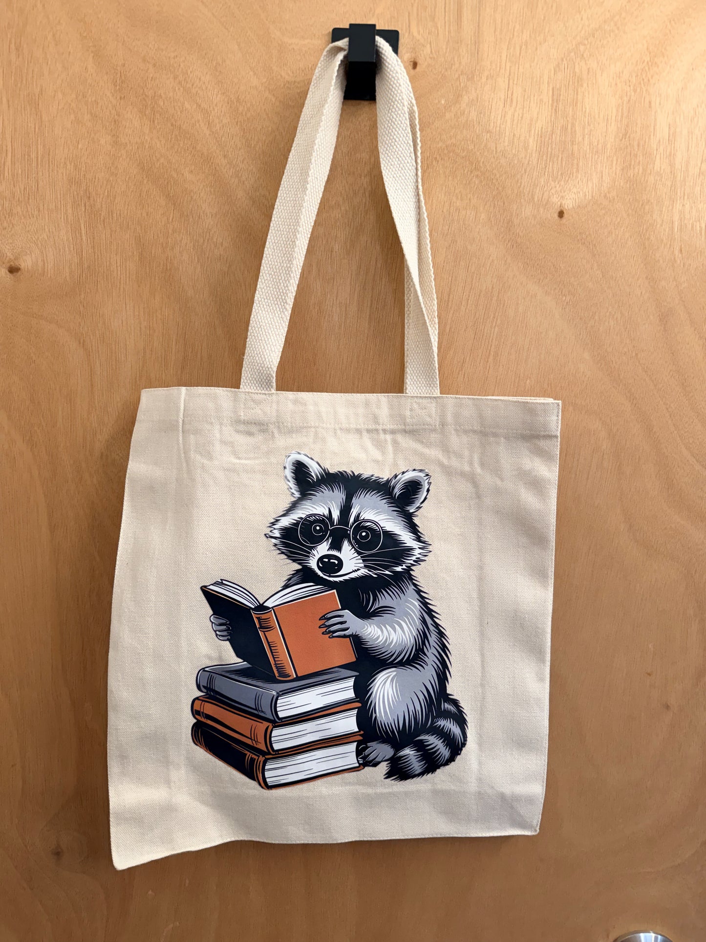 Reading Raccoon Tote Bag
