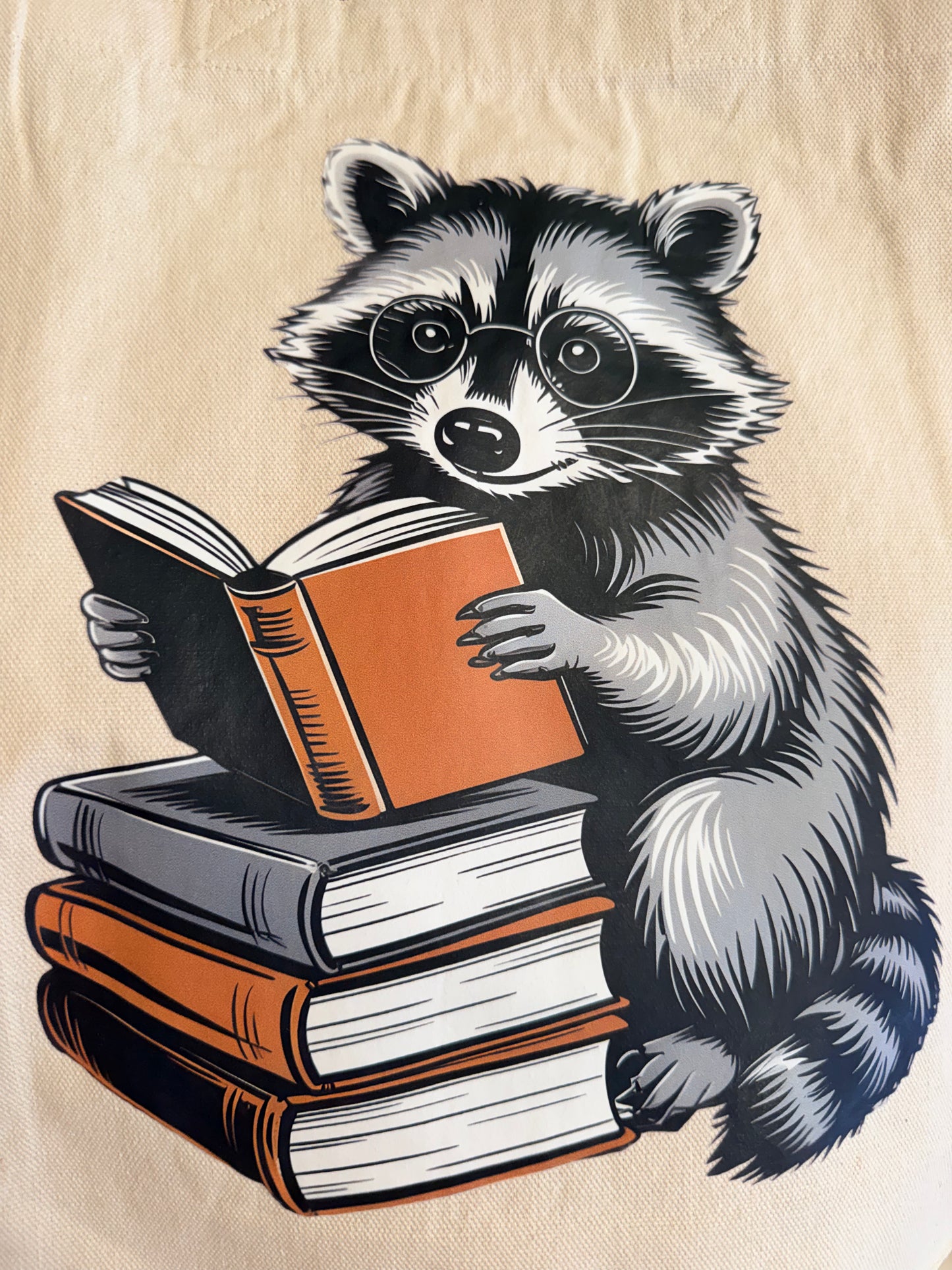 Reading Raccoon Tote Bag