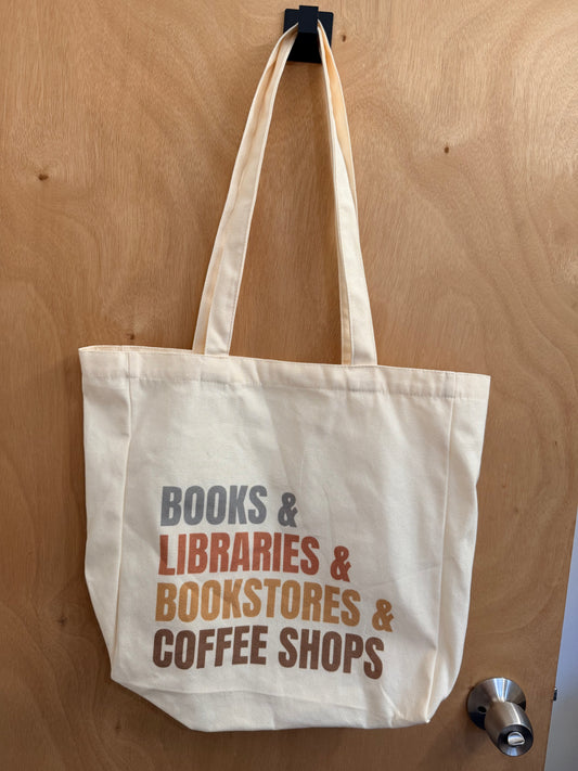 Books, Libraries, Bookstores, Coffee totebag