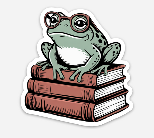 Reading Frog Sticker