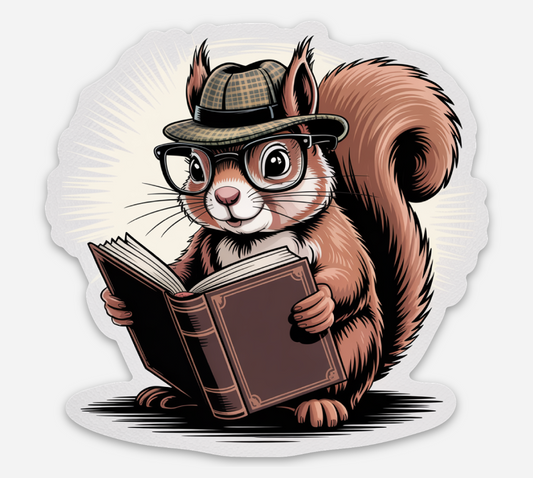 Reading Squirrel Sticker