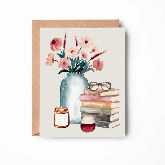 Book Club Watercolor Greeting Card