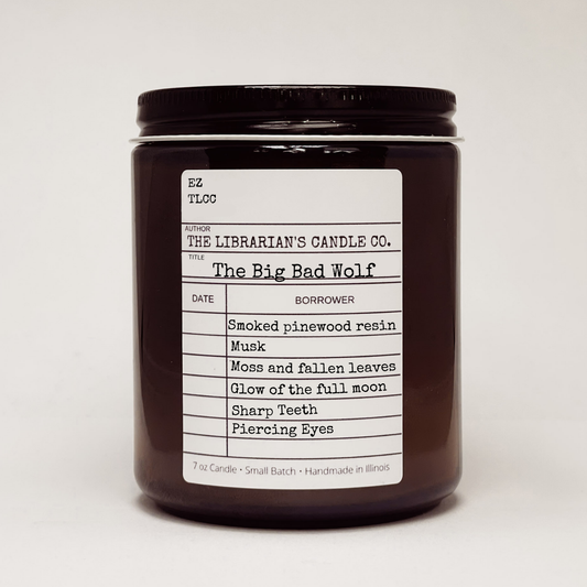 The Big Bad Wolf 7oz candle, smoky musky woods