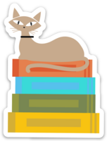 Cat on Book Stack Sticker