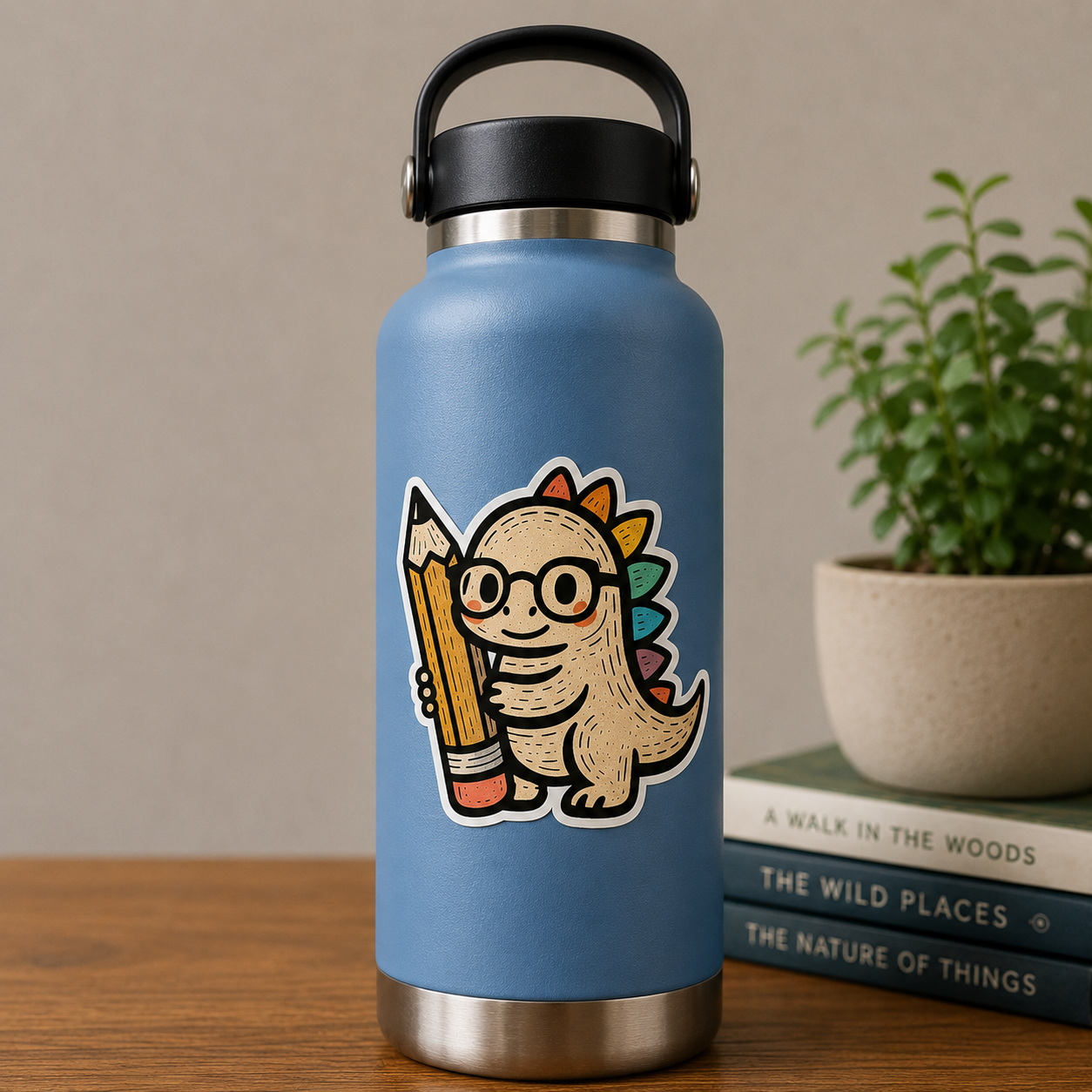 Dino with Pencil Sticker