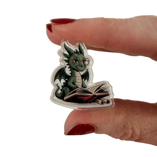 Dragon Reading  Acrylic Pin