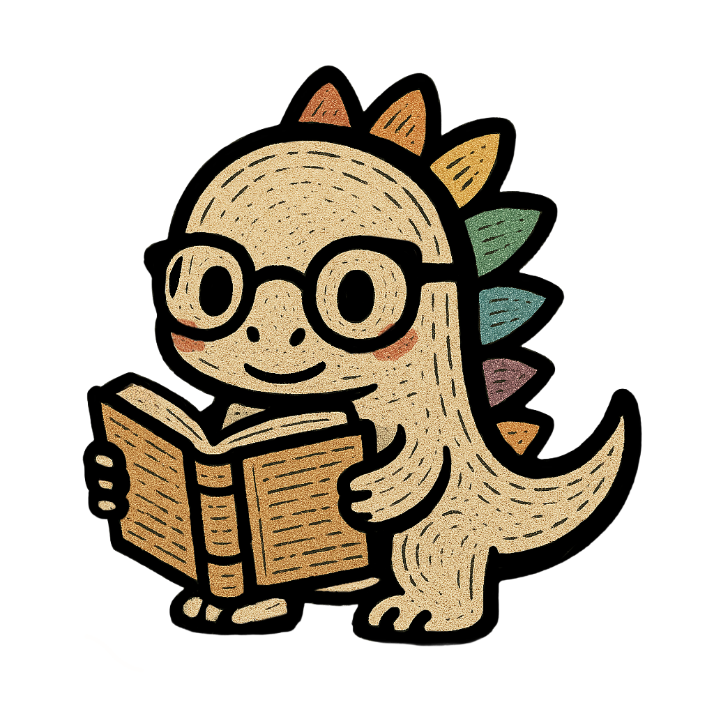 Dino with Book Sticker