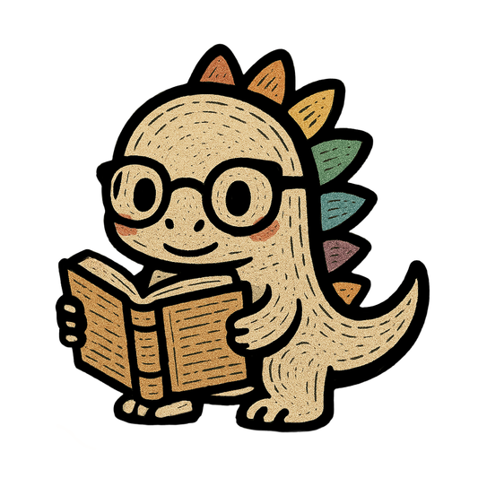 Dino with Book Sticker