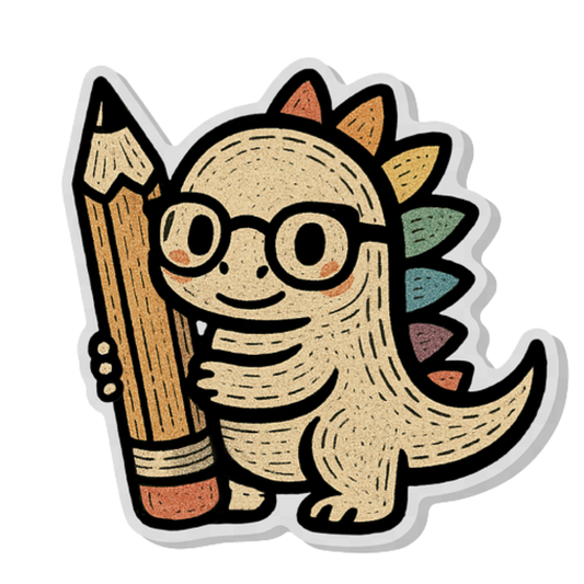 Dino with Pencil Sticker