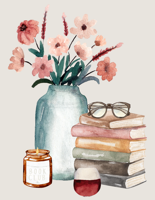 BOOK CLUB WATERCOLOR GREETING CARD